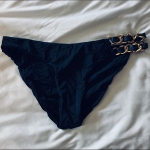 Beach Bunny Black  Bikini Bottoms Gold Chain Large